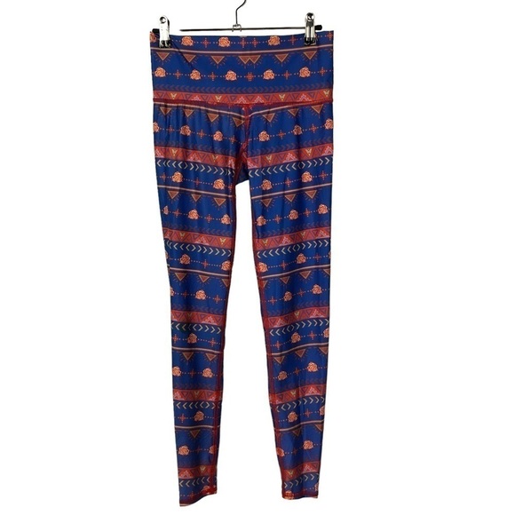 Teeki Blue Choose Roses Pink Printed Yoga Athletic Pants S - Picture 2 of 5
